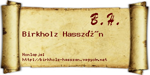 Birkholz Hasszán névjegykártya